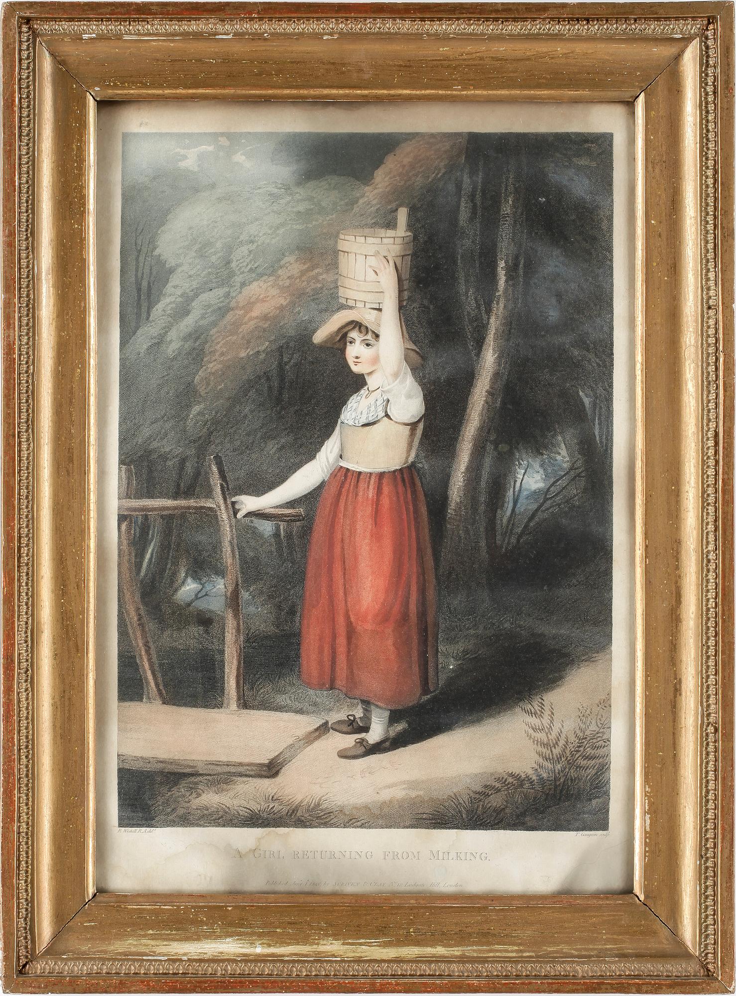 FÄRGGRAVYRER, 2 st, Richard Westall efter Thomas Gaugain, publicerade av Clay and Scriven, London 1801.