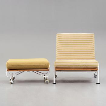 HANS J WEGNER,  fåtölj, med fotpall, "GE 440", utställningsexemplar för Getama, Danmark 1968-69.