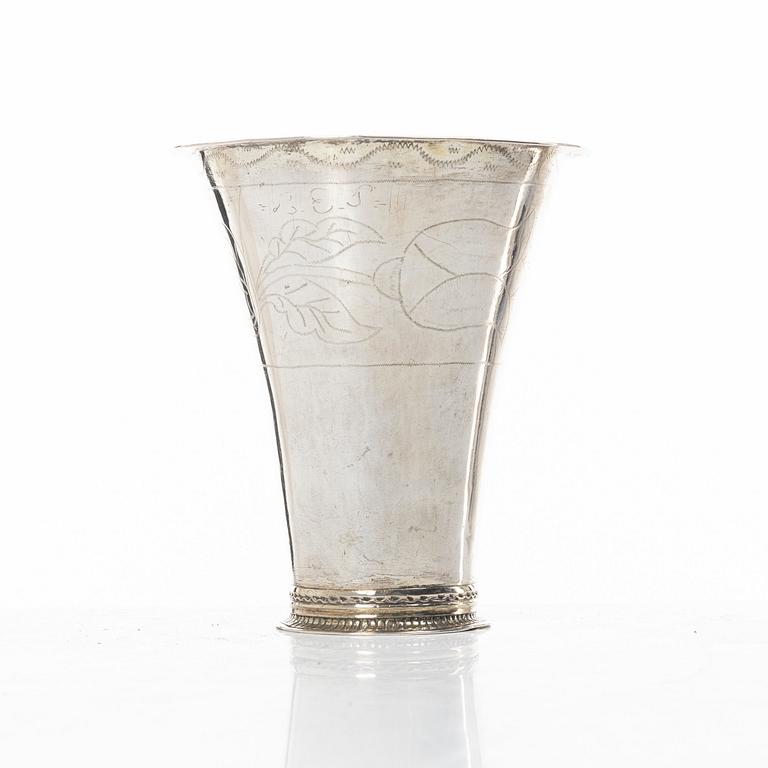 A Swedish silver beaker, mark of Johan Wennerwall, Gothenburg 1761.