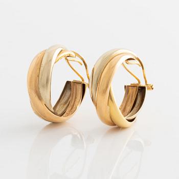 Örhängen ett par samt ring, 18K flerfärgat guld.