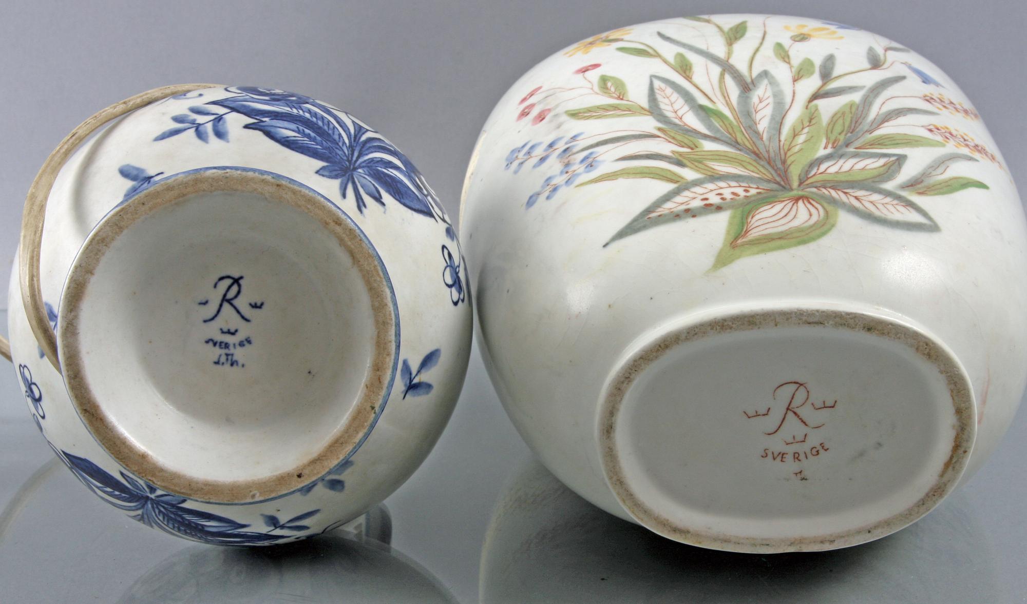 VAS samt BORDSLAMPA, lergods, Lars Thorén, Rörstrand.