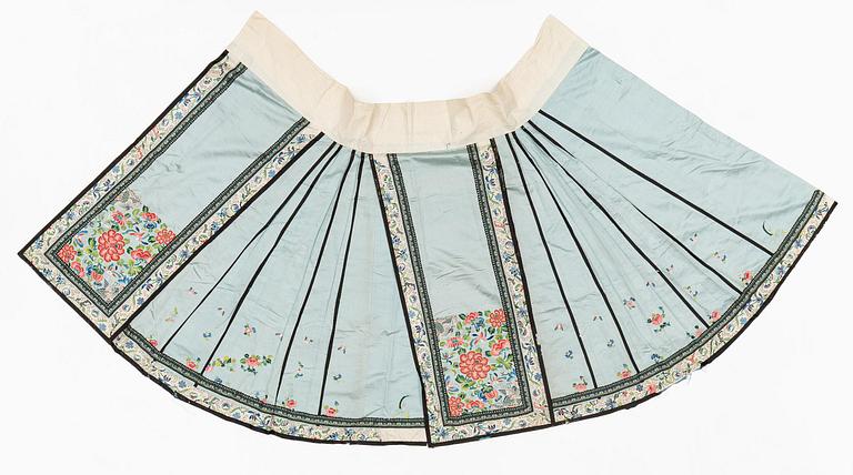 Kjol, broderat siden. Qingdynastin, 1800-tal.