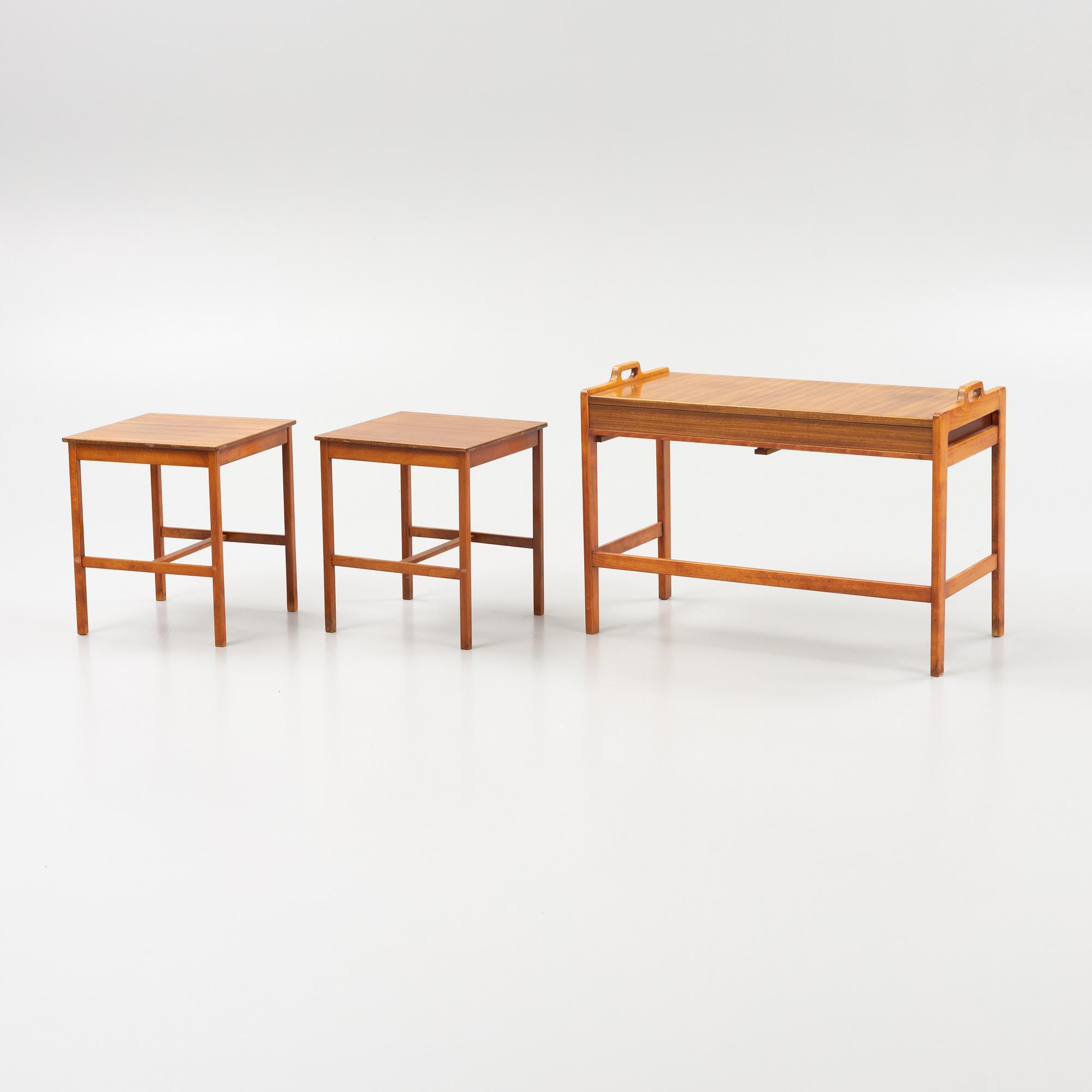 Gunnar Myrstrand & Sven Engström, a nesting table from the 'Ideal' series, AB Skaraborgs Möbelindutri, Sweden, 1950's.