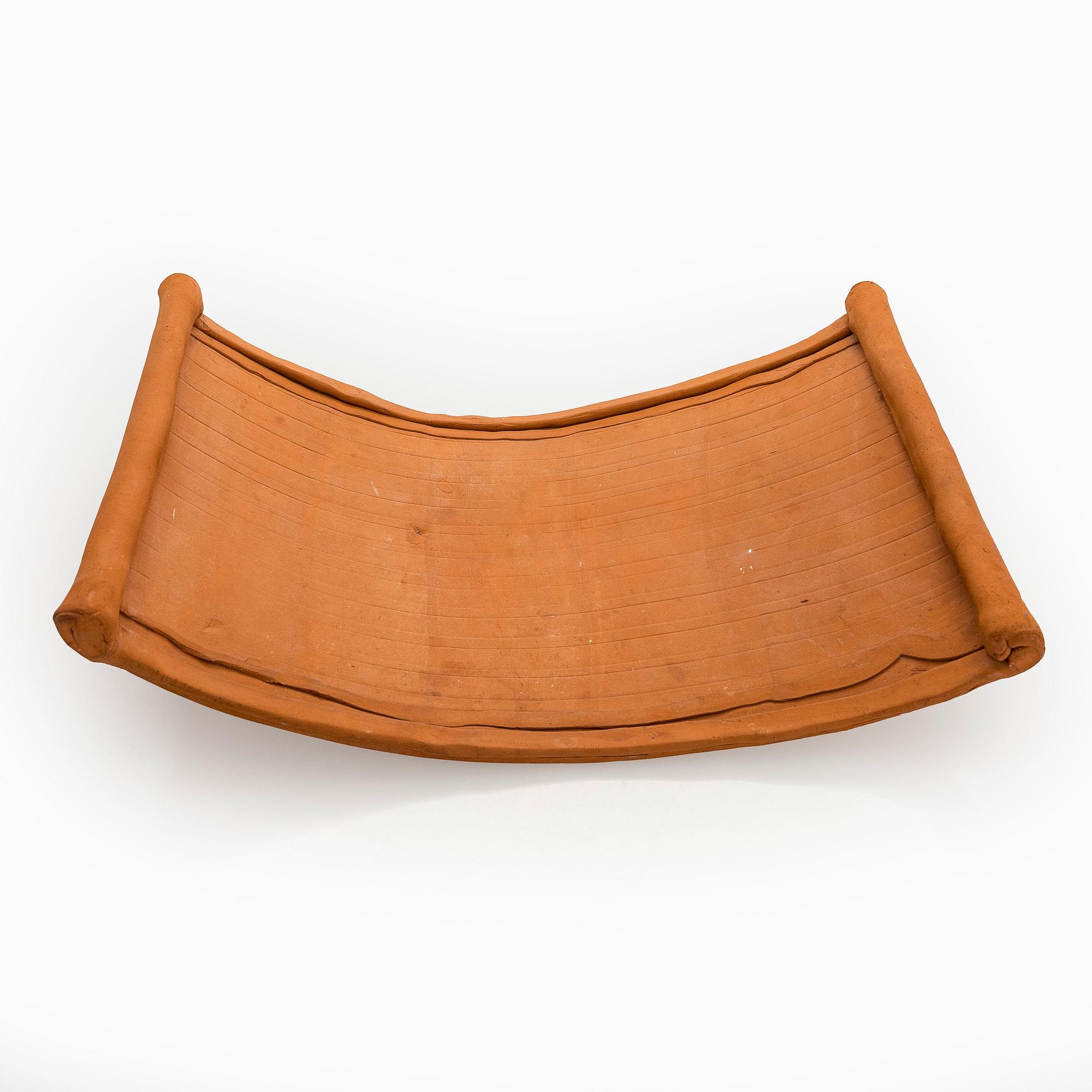 Kyllikki Salmenhaara, a 'winding' red clay sculpture, signed KS.