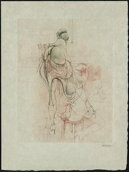 HANS BELLMER, 2 etchings with colour, on Japon paper, 1968, signed in pencil.