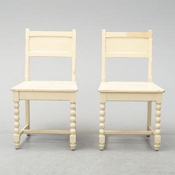 A set of table and two chairs, baroque-style, 20th century.