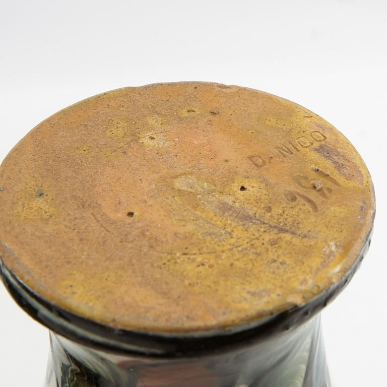 Vases 4 pcs blue Danico Denmark 1910s/20s glazed ceramic.