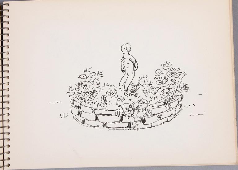 GUSTAF MUNTHE, block med teckningar, 5 st, mest krita och tusch, delvis sign.