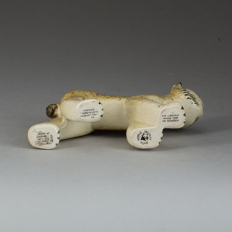 FIGURIN, stengods, "Lodjur", Lisa Larson, Gustavsberg för WWF.