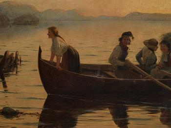 Hans Dahl, The hay boat is coming home.