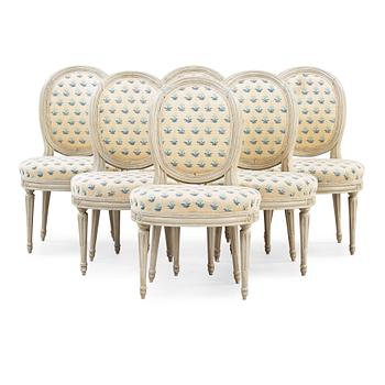 1397. Six Gustavian 18th century chairs.