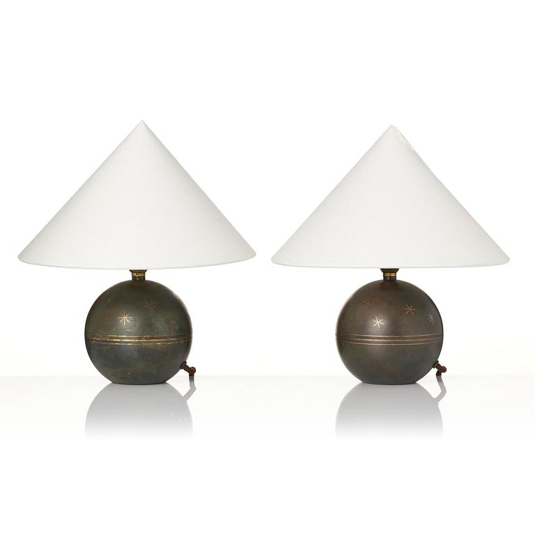 Erik Tidstrand, a pair of table lamps, Nordiska Kompaniet, 1930s.