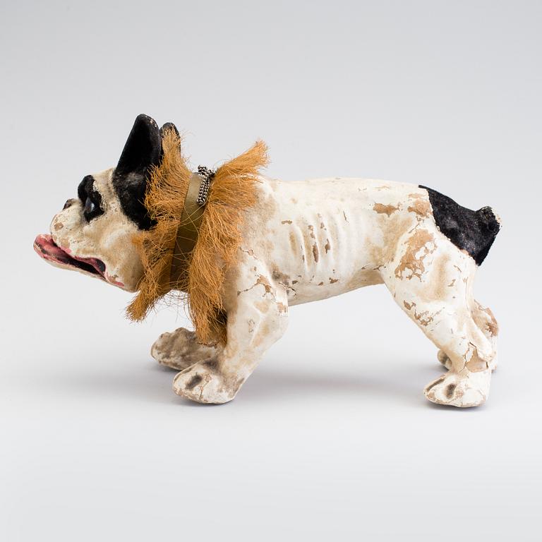 A papier mache french bulldog, France, ca 1900.