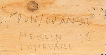 Pentti Meklin, distemper on wood, signed and dated -16 a tergo.