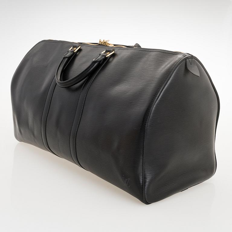 LOUIS VUITTON, Black Epi Leather Keepall 55 Bag.