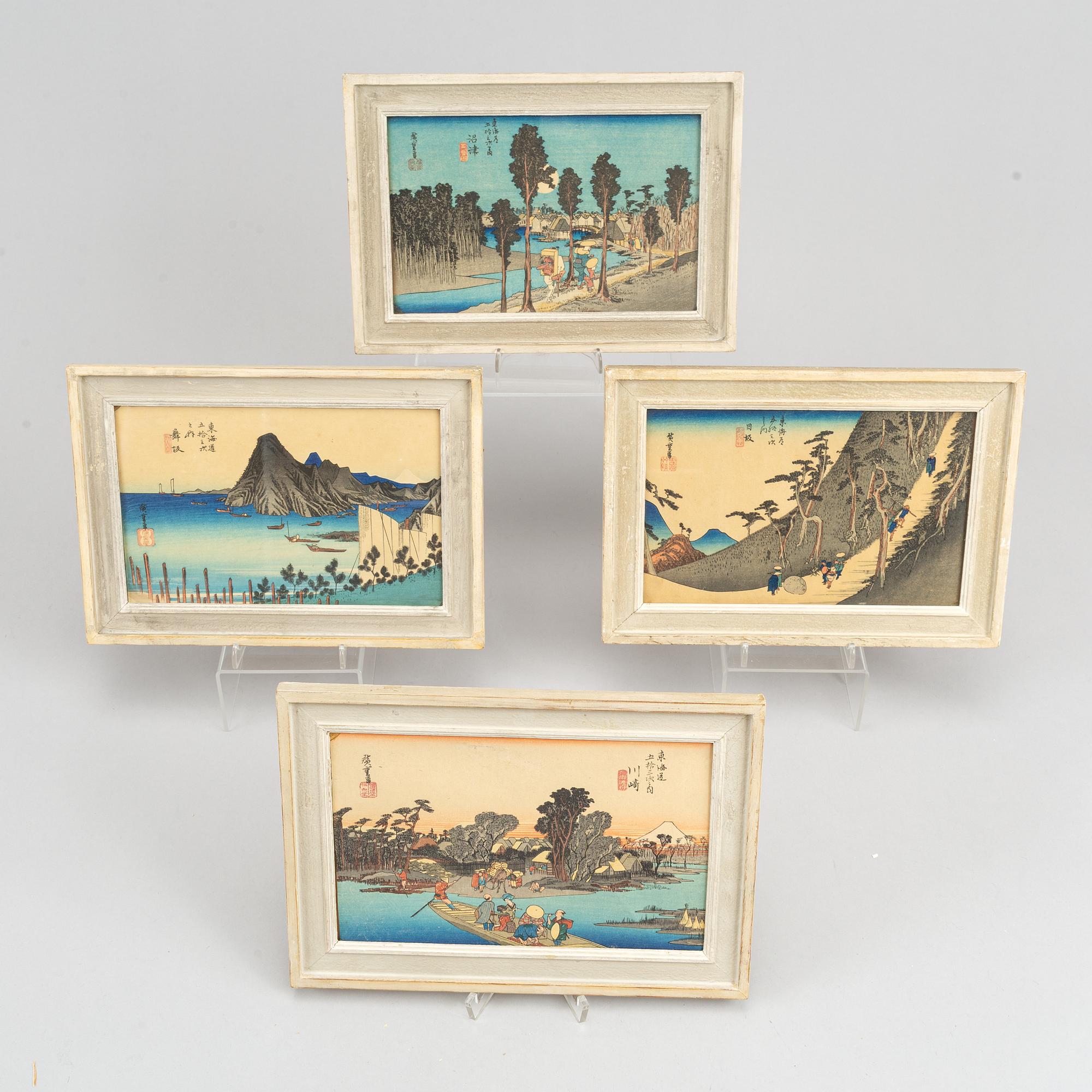 Utagawa Hiroshige, efter, färgträsnitt, 20 st, Japan, ur serien  serien Fifty-three Stations of the Tokaido, 1900-tal.