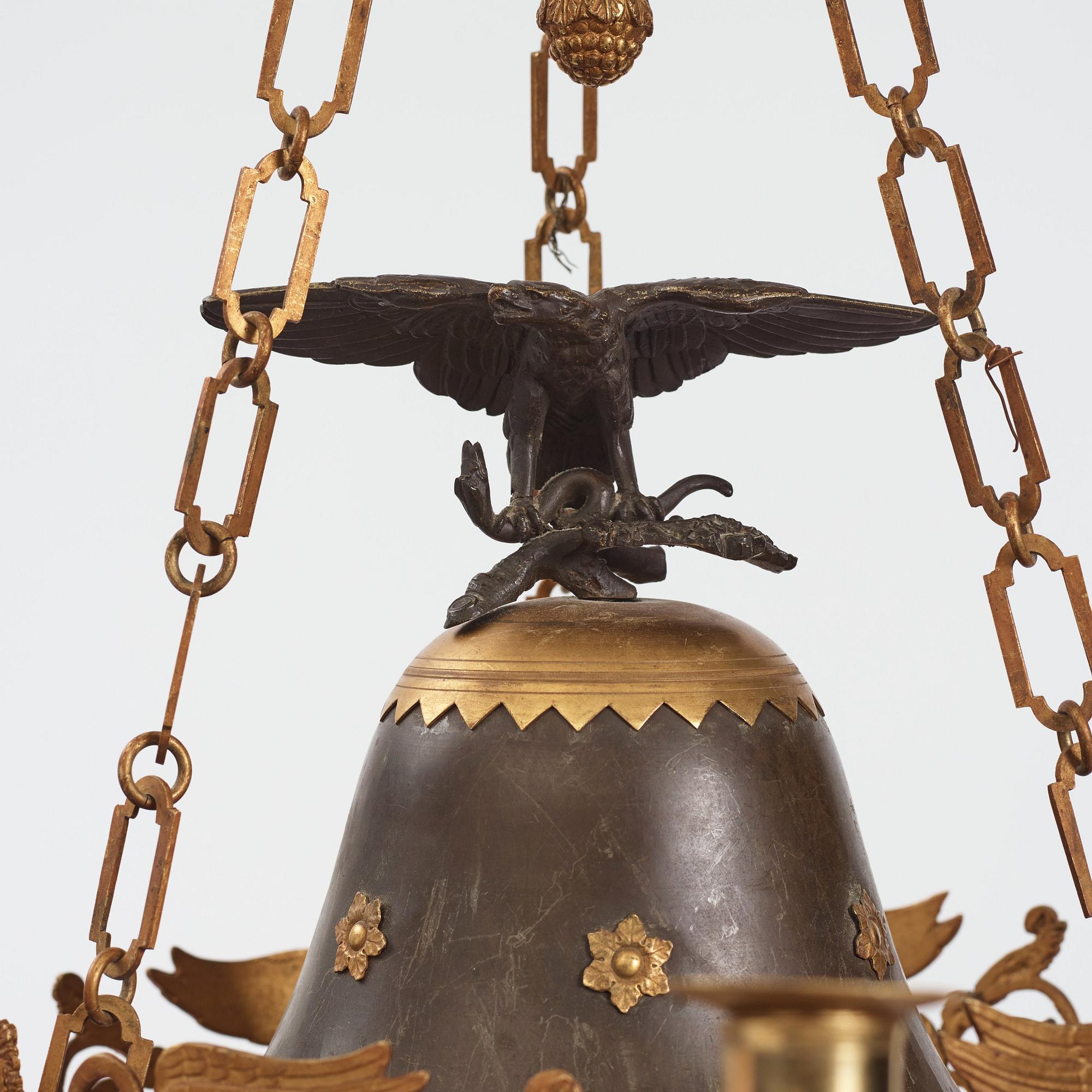 Ampel, för sex ljus, Sverige, 1800-talets första hälft, Empire.