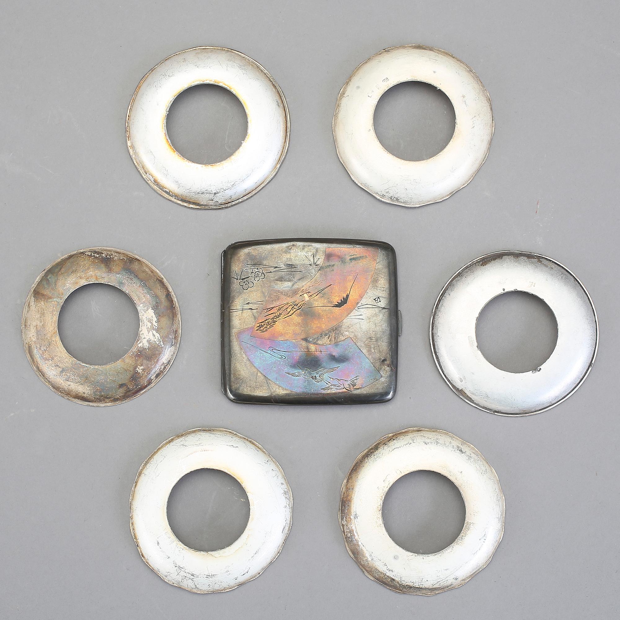 PARTI, sju delar, silver. Kina och Japan, 1900-talets första hälft.