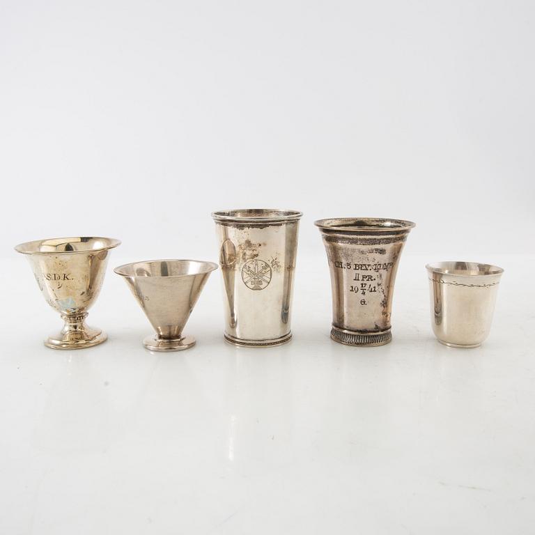 Cups/Bowls 6 pcs mostly CG Hallberg silver, first half of the 20th century.