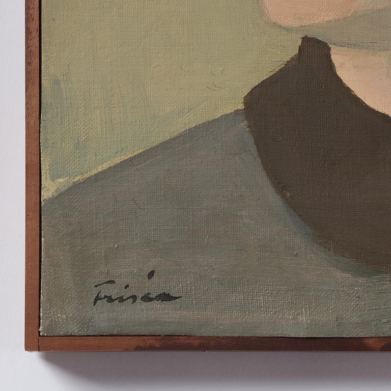 Vera Frisén, olja på uppfodrad duk, signerad.