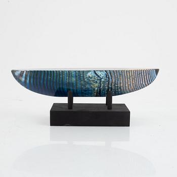 Bertil Vallien, a boat glass sculpture, Kosta Boda, Sweden, signed.
