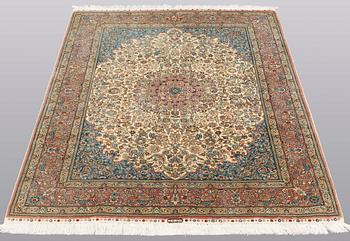 A rug, Figural Oriental silk,  signed, ca 175 x 125 cm.