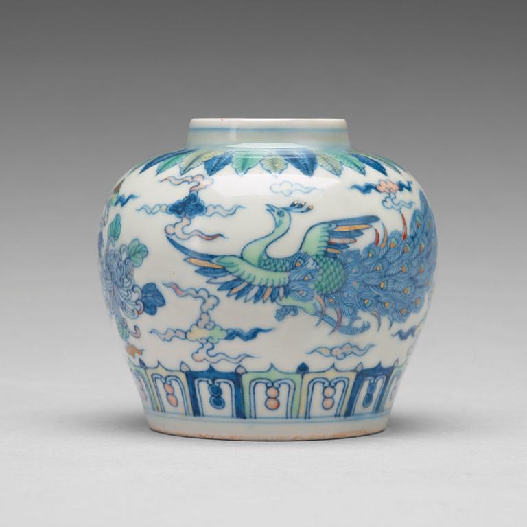 A doucai jar, Ming dynasty, Chenghua period 1465-87.