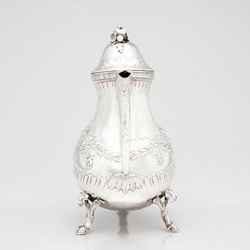 A Swedish 18th century silver coffee-pot, mark of Jacob Lampa, Stockholm 1777.