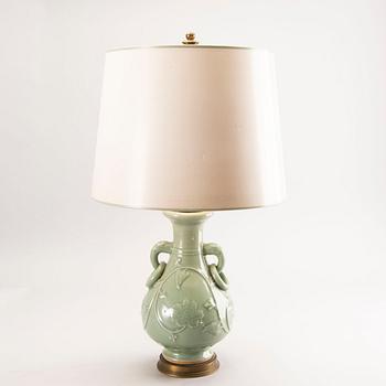 A 20th century Chinese celadon porcelain table lamp.