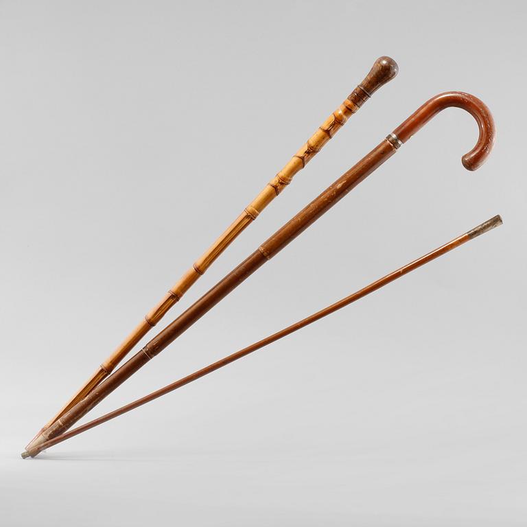 PARAPLY, samt KÄPPAR, 2 st, tigit 1900-tal.