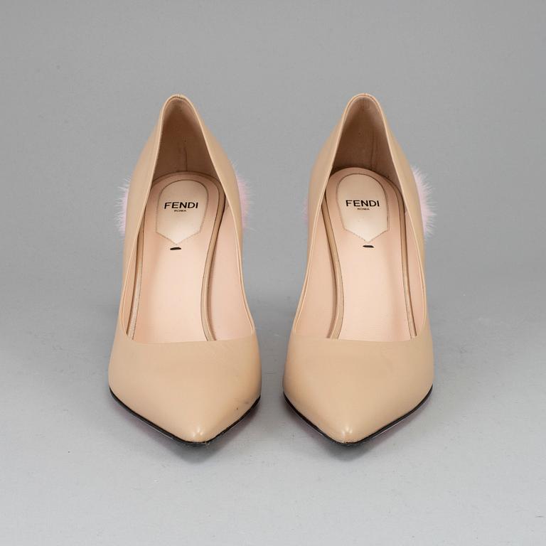 FENDI, a pair of leather hight heel shoes, size 40.