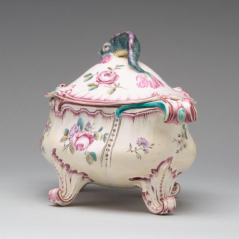 A Swedish Marieberg faience tureen with cover, 18th Century.