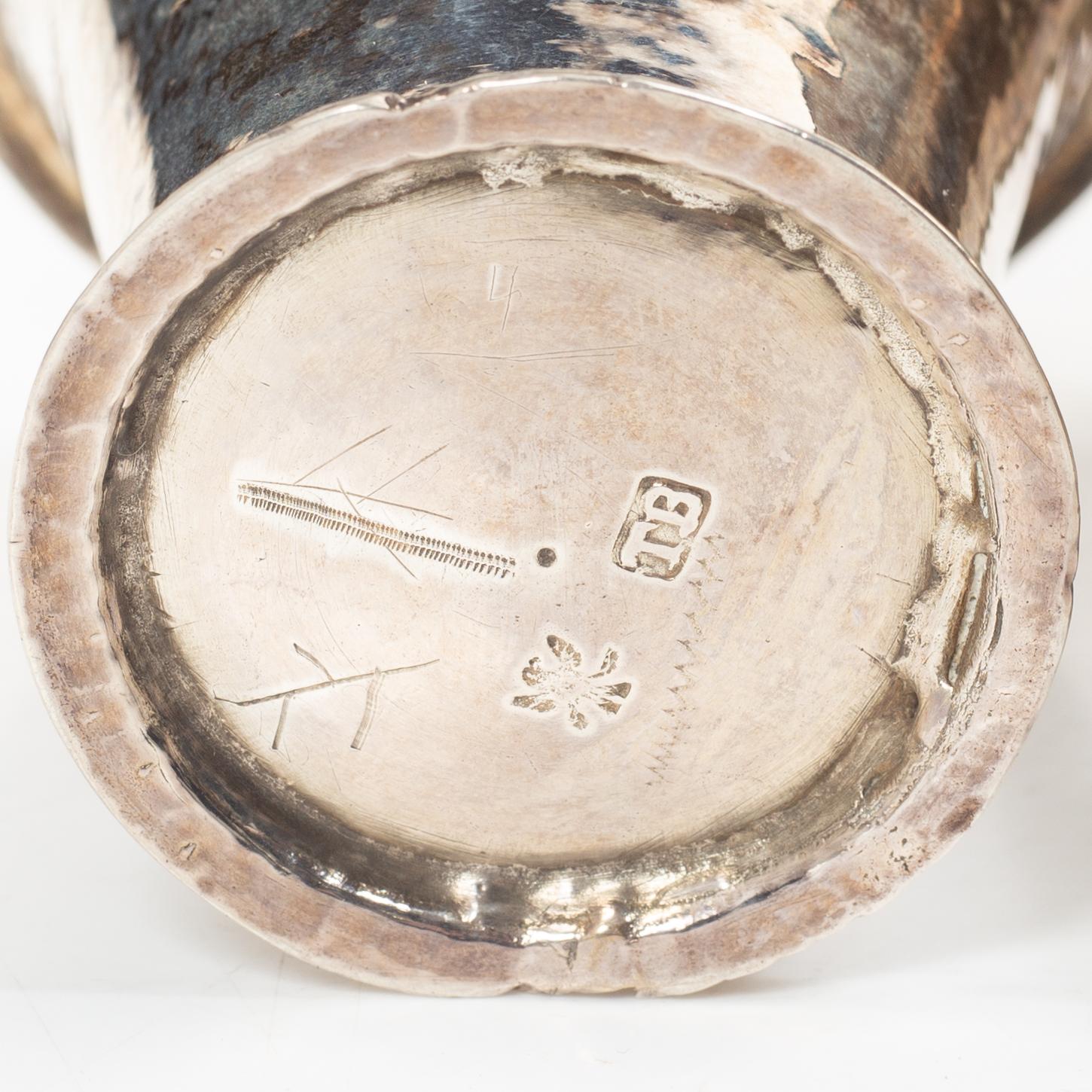 Beakers, 4 pcs, silver, various makers, 18th century.