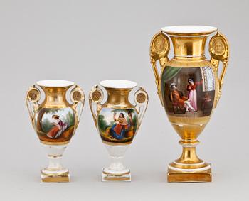 URNOR, 2+1, porslin, senempire, troligen Frankrike, 1800-talets mitt.