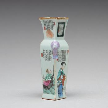 A famille rose double lozenge vase, Qing dynasty, 19th Century.