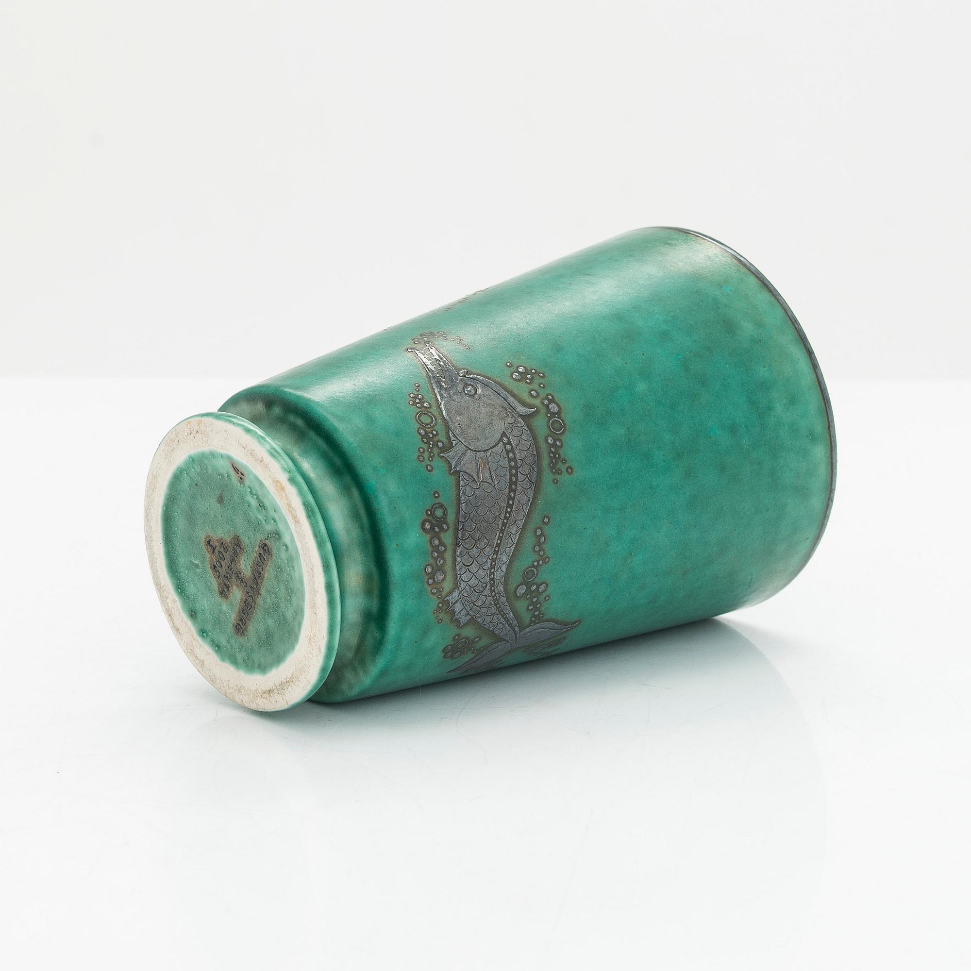 Wilhelm Kåge, vas, skålar 2st, "Argenta" Gustavsberg.