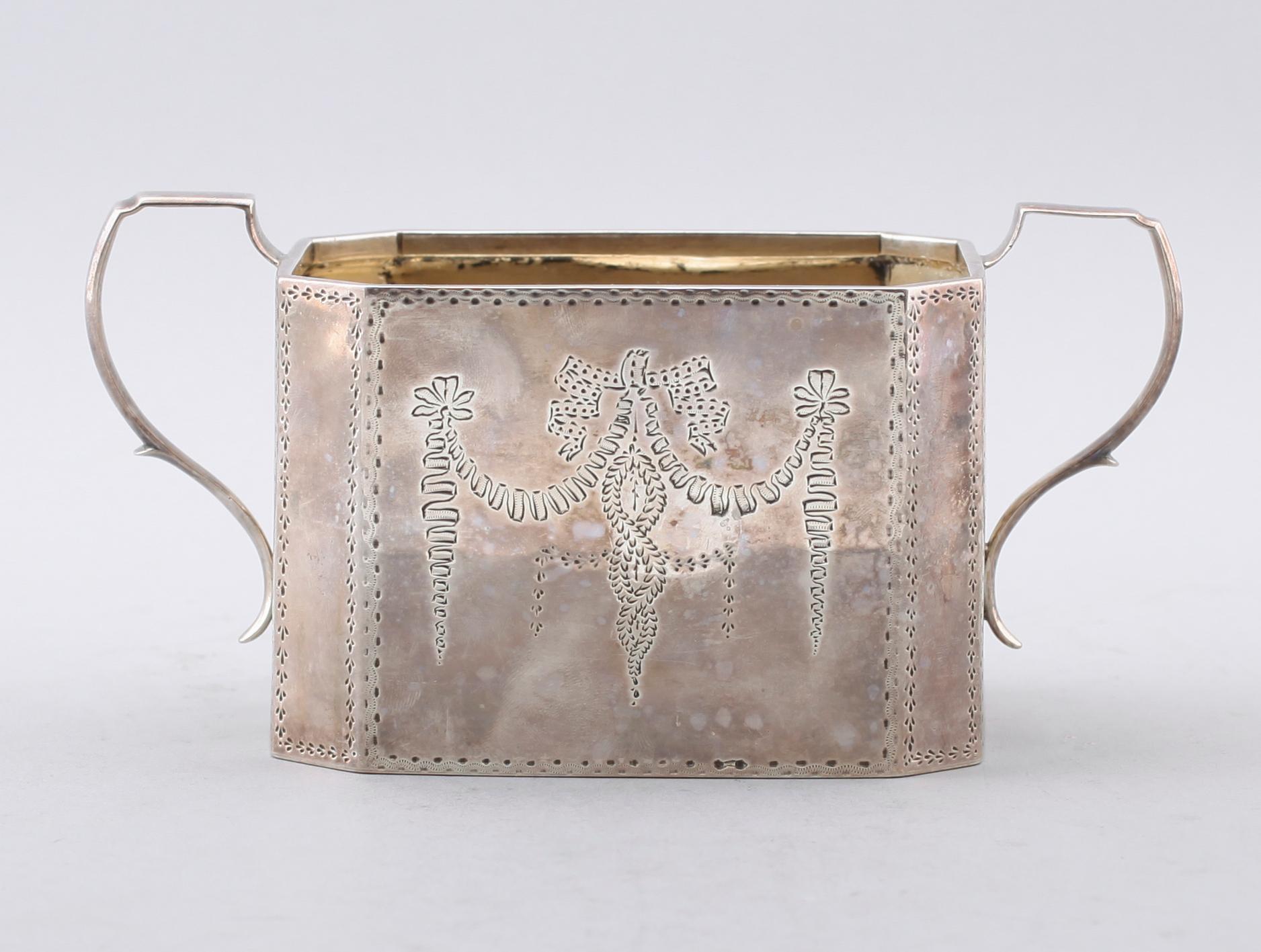 SOCKERSKÅL, silver, William Bennett, London 1806. Vikt ca 203 g.