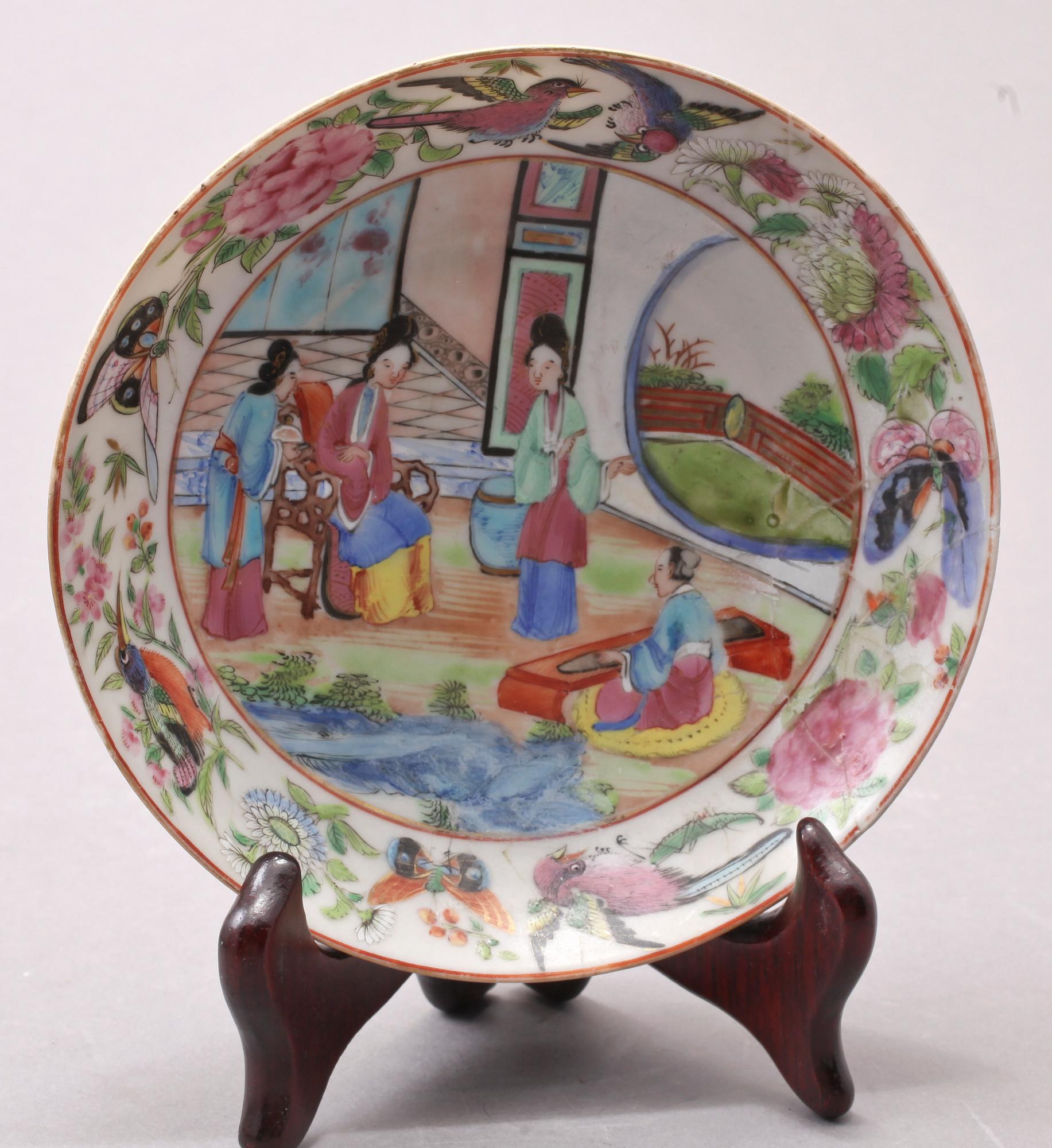 PARTI PORSLIN, 6 delar, Kina, Kanton, 1800-tal.