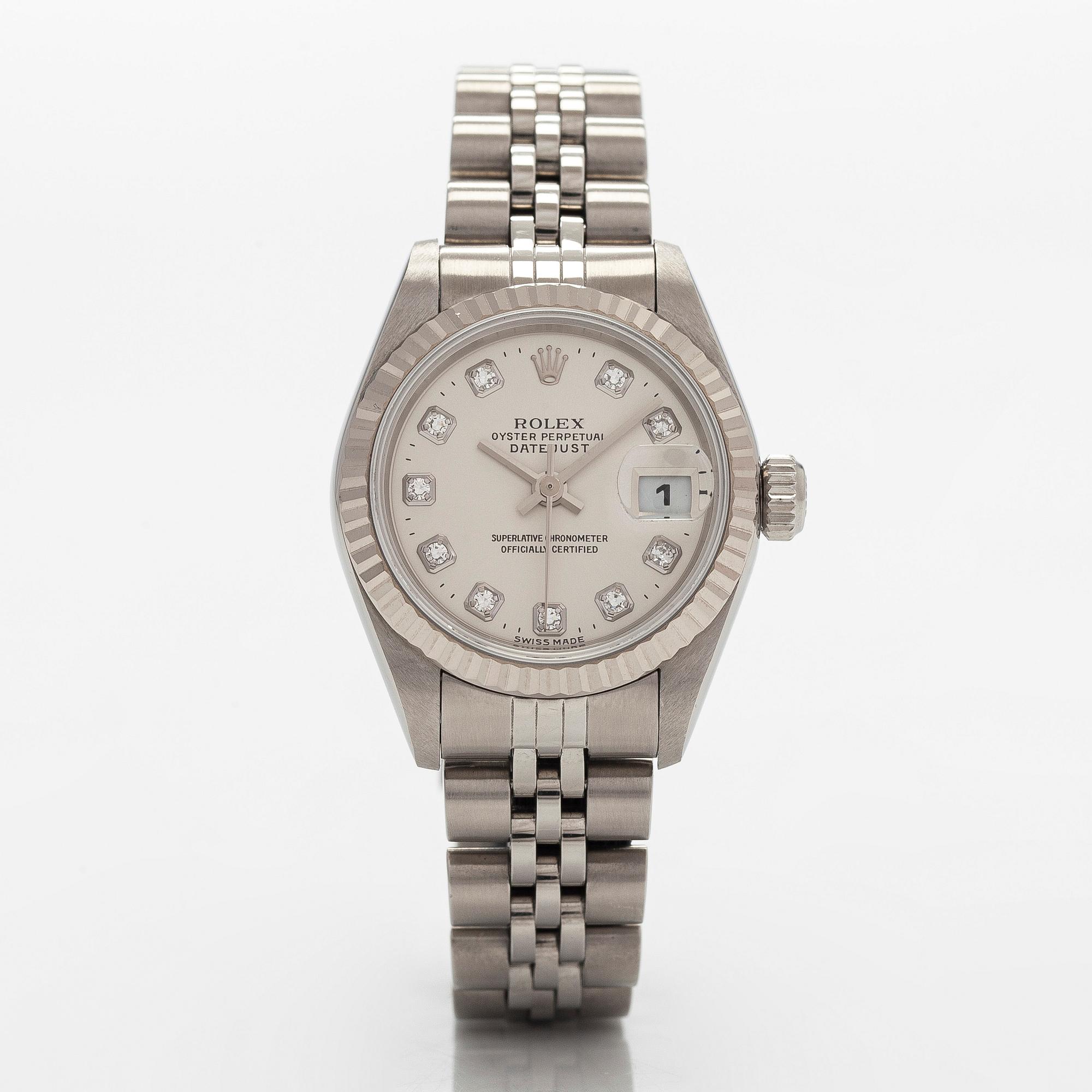 Rolex, Oyster Perpetual, Datejust, "Diamond Dial", rannekello, 26 mm.