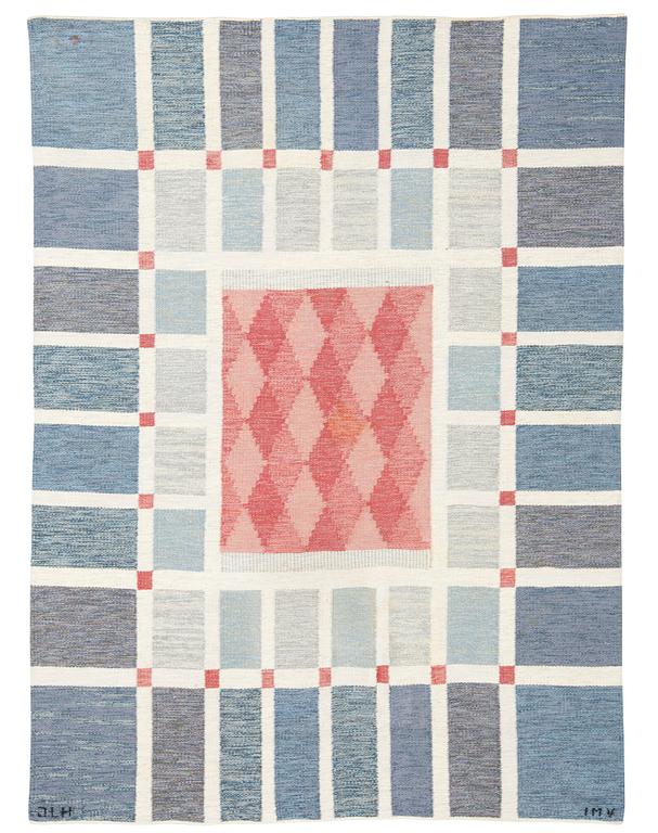 RUG. Flat weave. 222 x 165,5 cm. Signed JLH IMV.