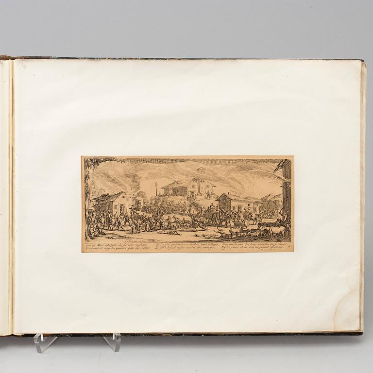 JACQUES CALLOT, Book, collection of 18 etchnings from Les miseres et les mal-hevrs de la gverre. 1633, later edition.