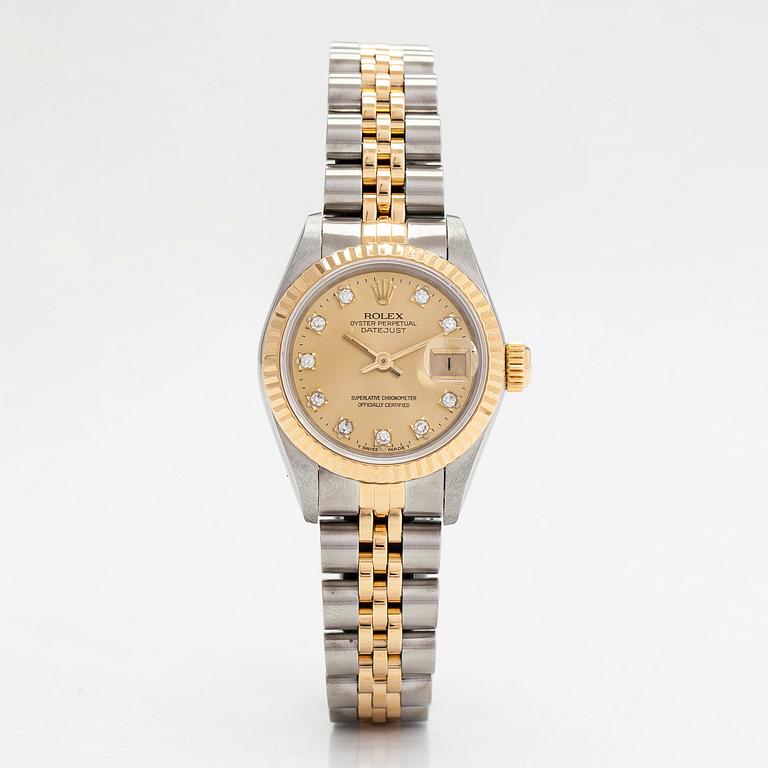 Rolex, Oyster Perpetual, Datejust, "Diamond Dial", rannekello, 26 mm.