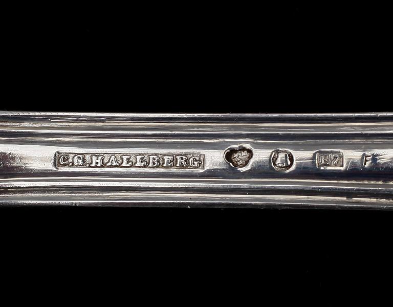 BESTICKSERVIS, 66 delar, silver, CG Hallberg, Stockholm 1907. Totalvikt ca 4600 gram.