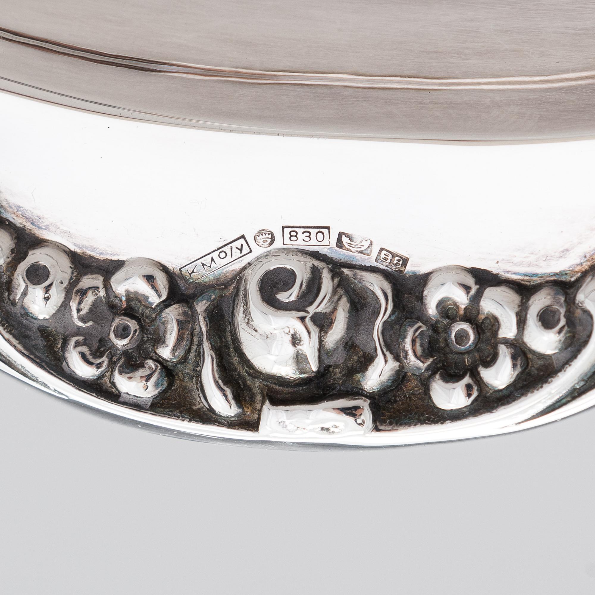 A sterling silver tray, maker's mark of Otto Wolter, Schwäbisch Gmünd, Germany, the latter half of the 20th century.