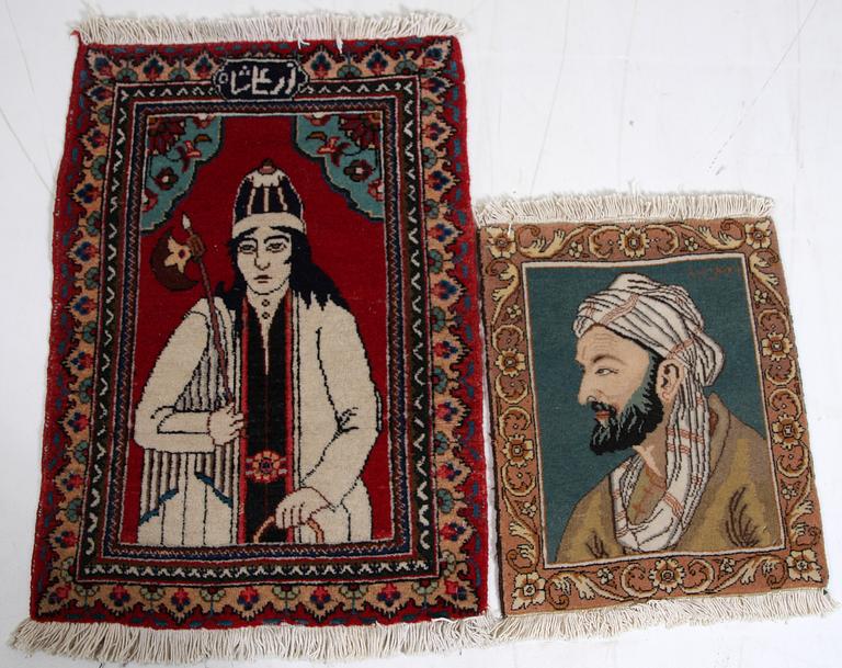 MATTOR, 2 st, orientaliska, sign. 57 x 48 resp 90 x 63.