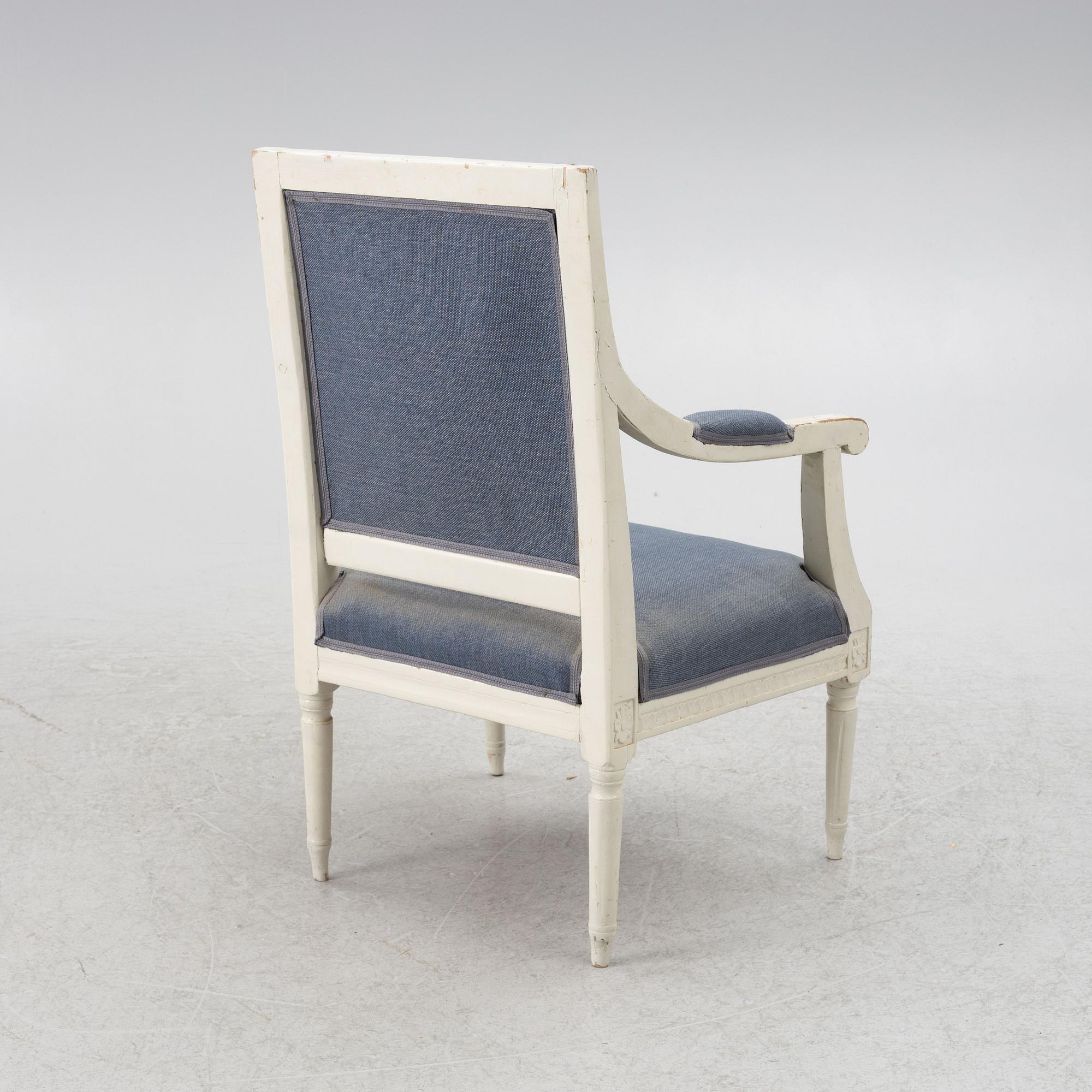 Armchairs, a pair, Gustavian style, circa 1900.