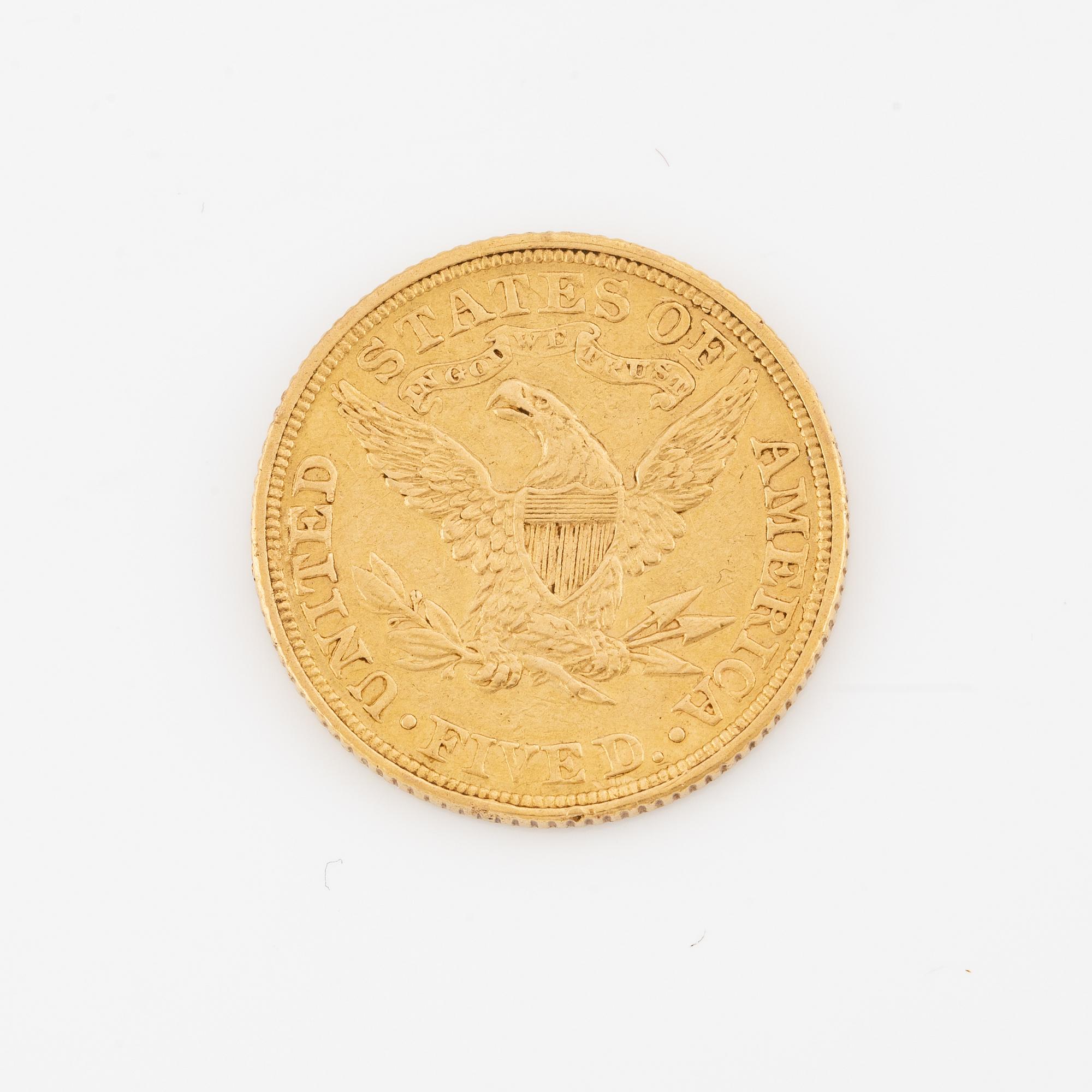 A US 5 dollar goldcoin 1880,
