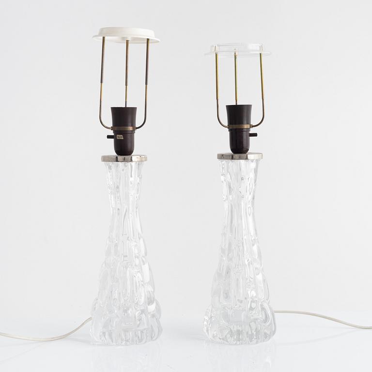 Carl Fagerlund, a pair of Orrefors Glass Table Lights.