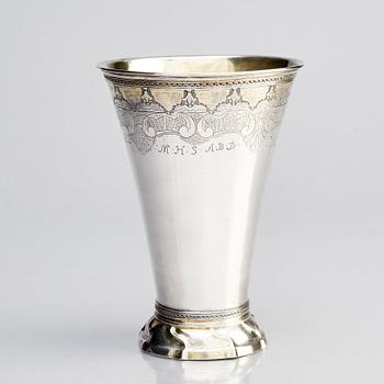 A Swedish 18th century parcel-gilt silver beaker, mark of Lorens Stabeus, Stockholm 1761.