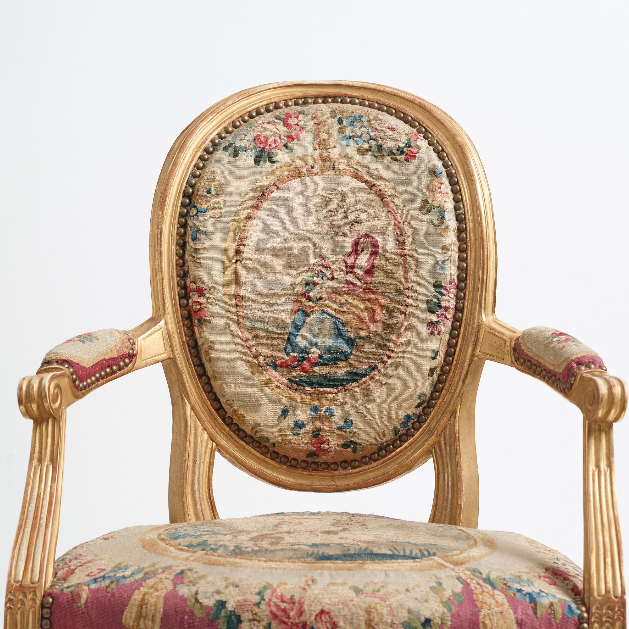 Karmstolar, fyra stycken, Louis XVI.
